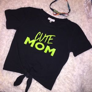 Cute Mom tie crop shirt